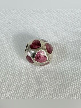 Pandora Retired Pink Hearts 925 ALE Sterling Silver Charm